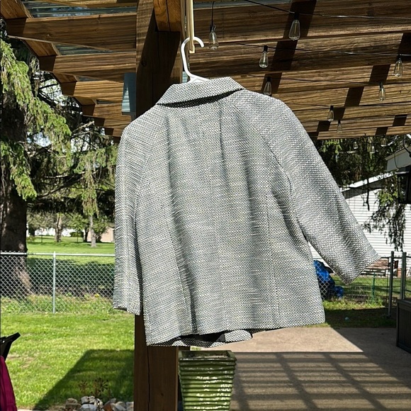 Christopher & Banks Missy Tweed Coat Jacket Grey& Black Women's Large Classy EUC - Picture 7 of 15